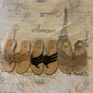 3 pair bundle of womens Earth Shoes Sandals, size 8